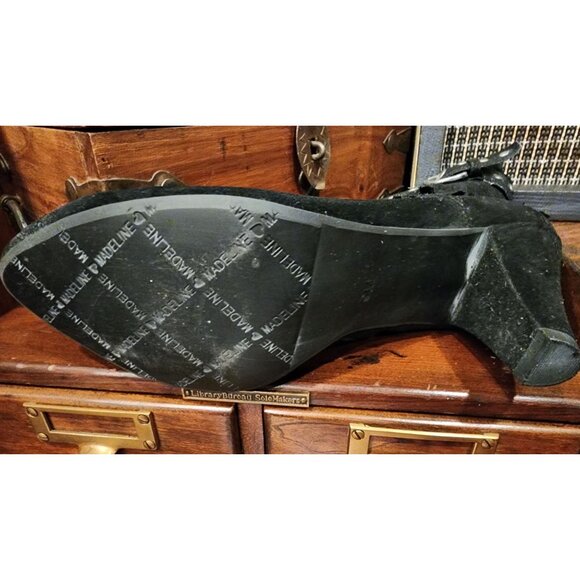 Madeline Women's Black Suede Fringe Ankle Boots With Studded Buckle & 3" Heels - Picture 11 of 16